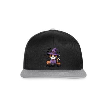 Meowitch Halloween Katze - Snapback Cap - Schwarz/Grau - Vorne