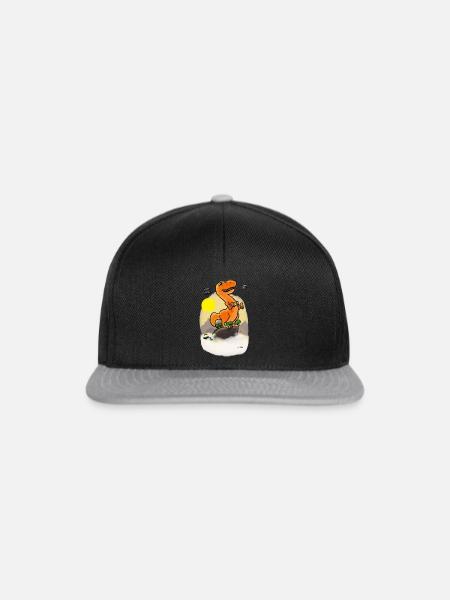 Dino Auf Berggipfel - Snapback Cap - Schwarz/Grau