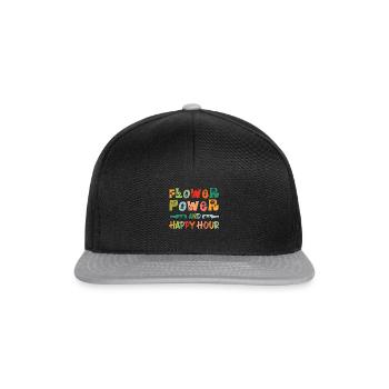 Flowers are my Happy Hour - Snapback Cap - black/grey - Front
