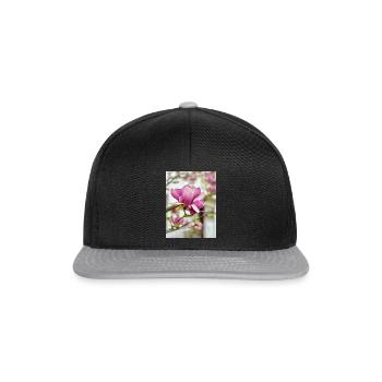 Magnolie in Pink - Snapback Cap - Schwarz/Grau - Vorne