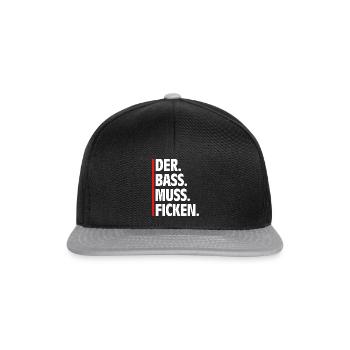 Spruch Der Bass Muss Ficken Track Rave - Snapback Cap - Schwarz/Grau - Vorne