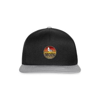 Moin Möwe Retro - Snapback Cap - Schwarz/Grau - Vorne