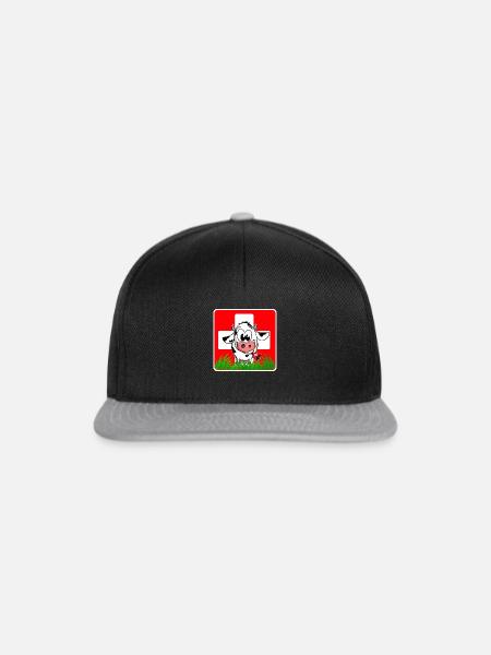 Schweizer Kuh Schweizer Flagge - Snapback Cap - Schwarz/Grau