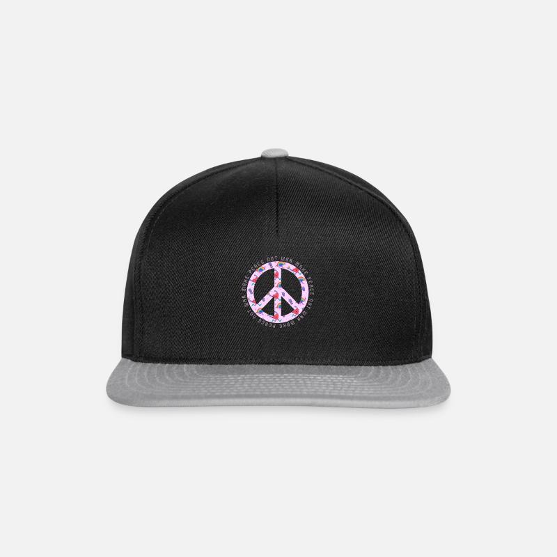 Make Peace not War - Peace Zeichen - Frieden - Snapback Cap - Schwarz/Grau