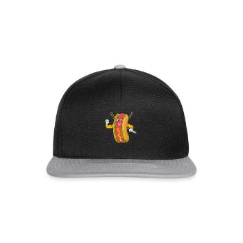 Hot Dog Ninja Karate Warrior Japan Geschenk - Snapback Cap - Schwarz/Grau - Vorne
