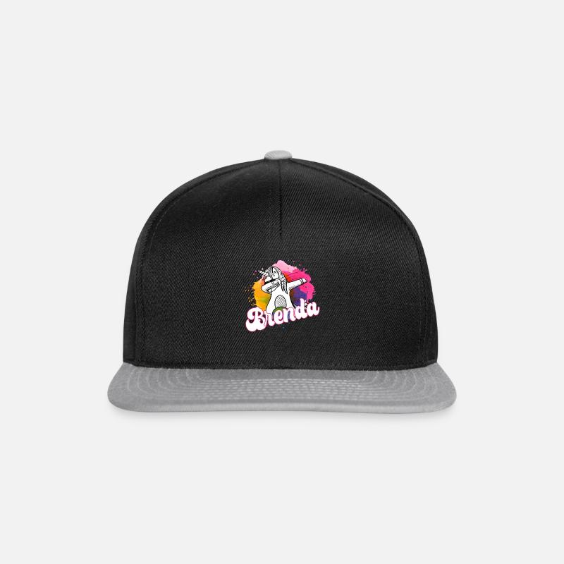 BRENDA- Beau nom avec dabbing licorne - Casquette snapback - noir/gris