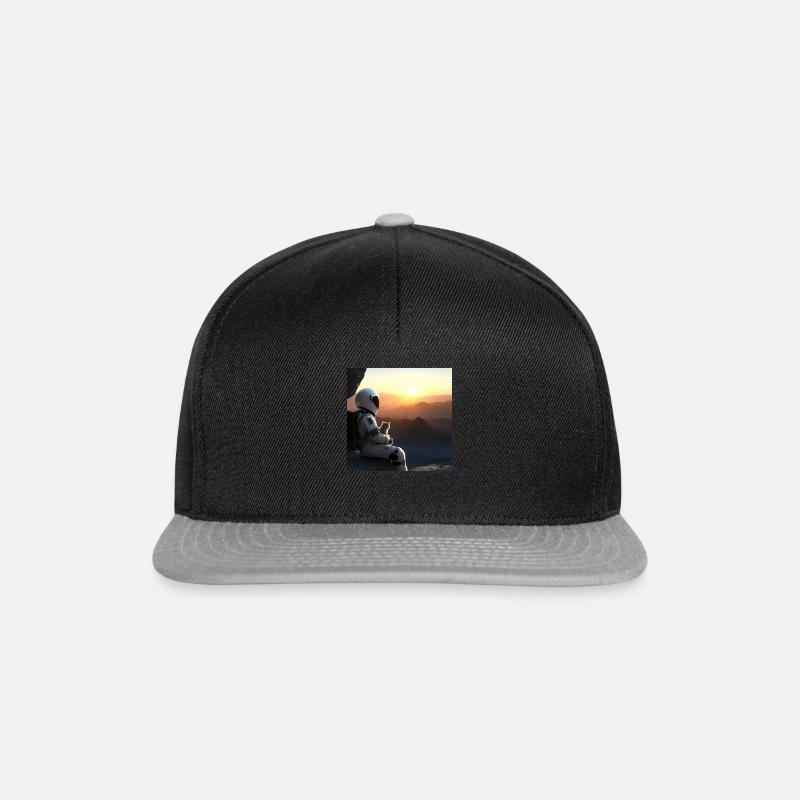 Astronaut with cat watching the sunset - Snapback Cap - black/grey