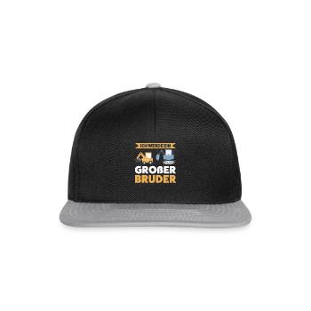 Großer Bruder Bagger Kinder Geschenk - Snapback Cap - Schwarz/Grau - Vorne