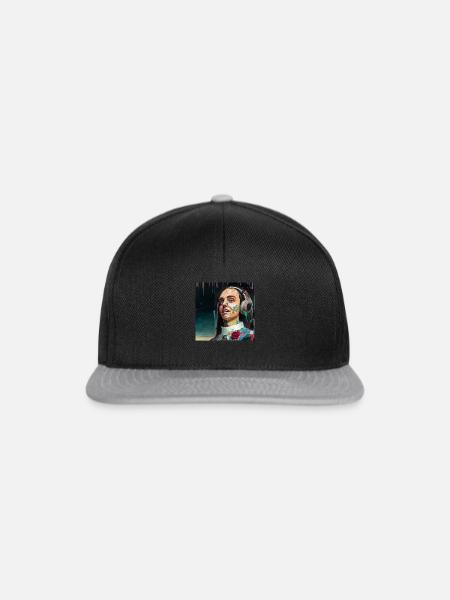 glitched portrait Painting Illusionistic Realism - Snapback Cap - Schwarz/Grau