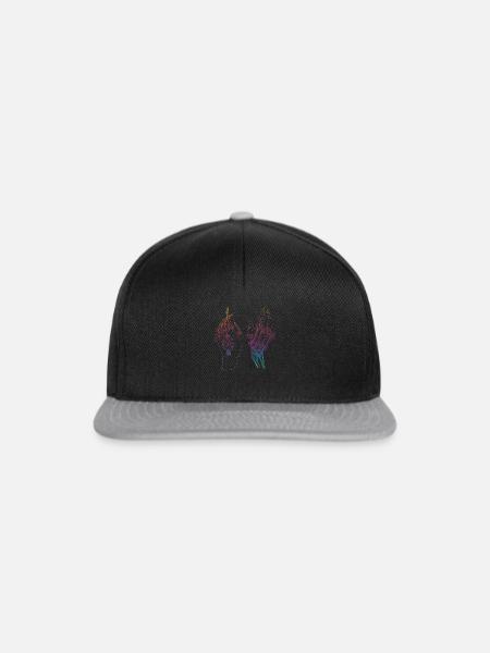Regenbogen Skelett Hände Boho Gothic - Snapback Cap - Schwarz/Grau