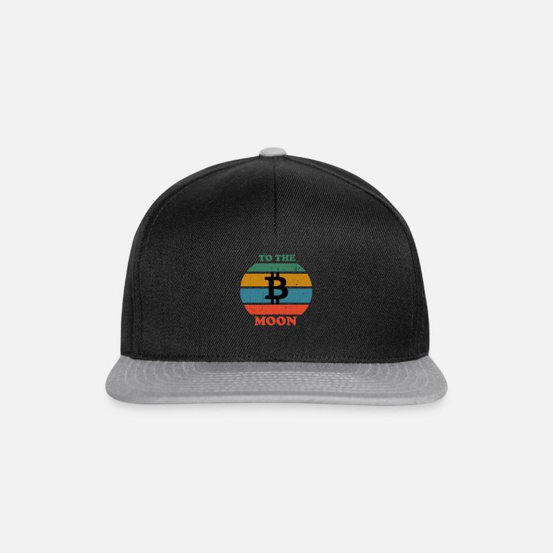 BTC Bitcoin à la Lune Rétro - Casquette snapback - noir/gris