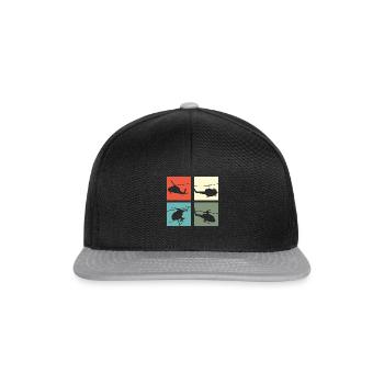 Helikopter Vintage - Snapback Cap - Schwarz/Grau - Vorne