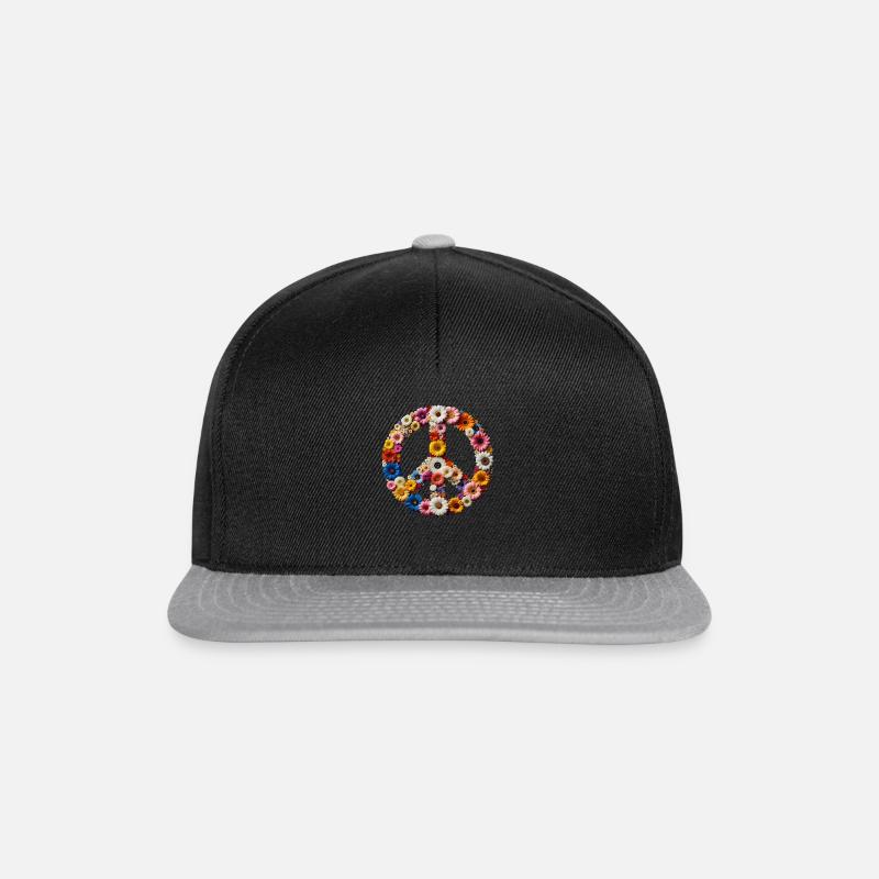 Logo de la paix avec des fleurs - Casquette snapback - noir/gris