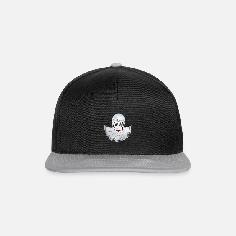 Pierrot weiß Karneval Venedig Illustration - Snapback Cap - Schwarz/Grau