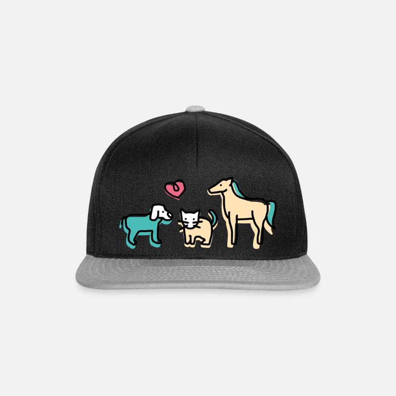 Chien Chat Cheval - Casquette snapback - noir/gris