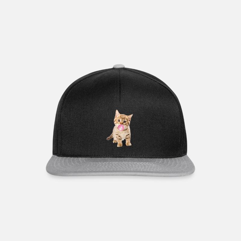 Nette Katze bläst rosa Bubblegum - Snapback Cap - Schwarz/Grau