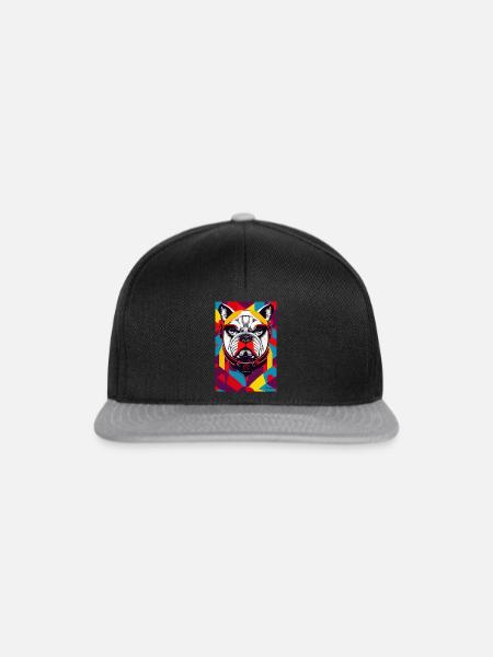 Französische Bulldogge - Retro - Snapback Cap - Schwarz/Grau