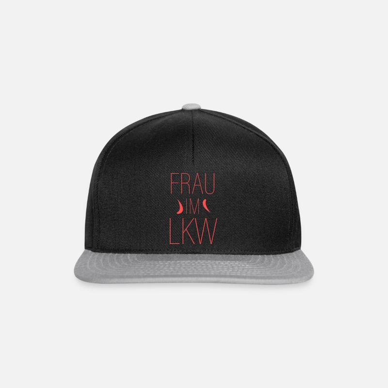 Frau im LKW - Snapback Cap - Schwarz/Grau
