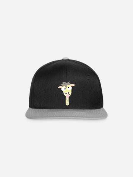 Crazy Giraffen Kopf - Snapback Cap - Schwarz/Grau