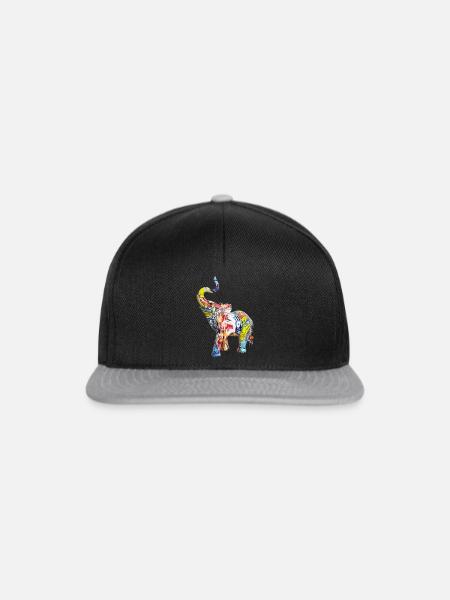 Elefant - Snapback Cap - Schwarz/Grau