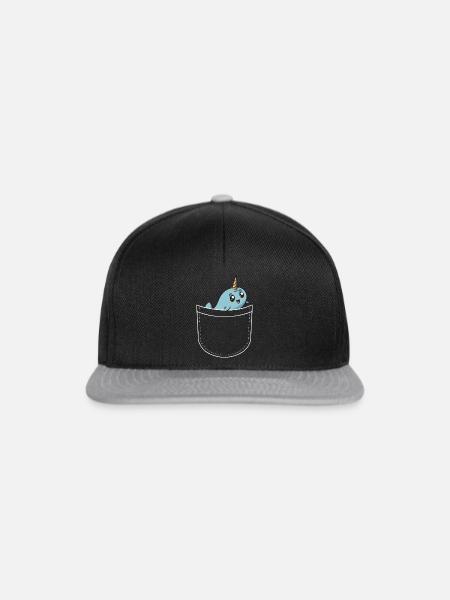 Narwal Einhornwal - Snapback Cap - Schwarz/Grau