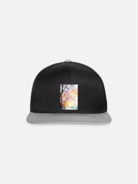Kirschbäume in Aube Aquarell - Snapback Cap - Schwarz/Grau