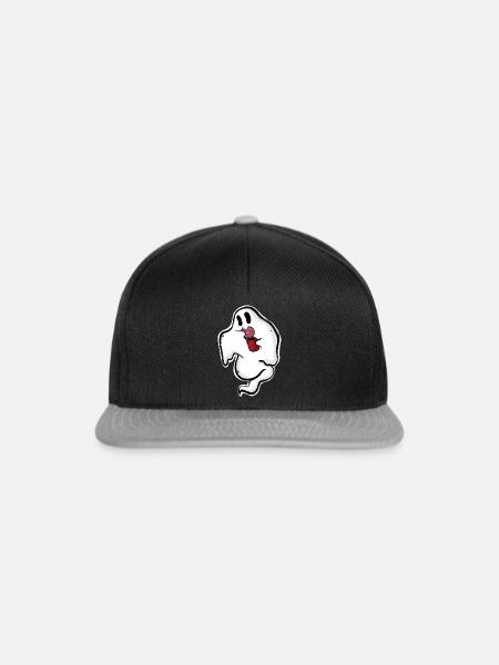 Geist mit Donut und Tasse - Snapback Cap - Schwarz/Grau