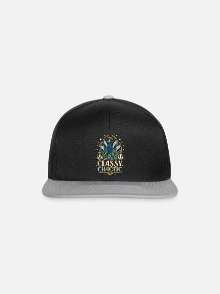 Classy Chaotic Pfau Art Deco - Snapback Cap - Schwarz/Grau