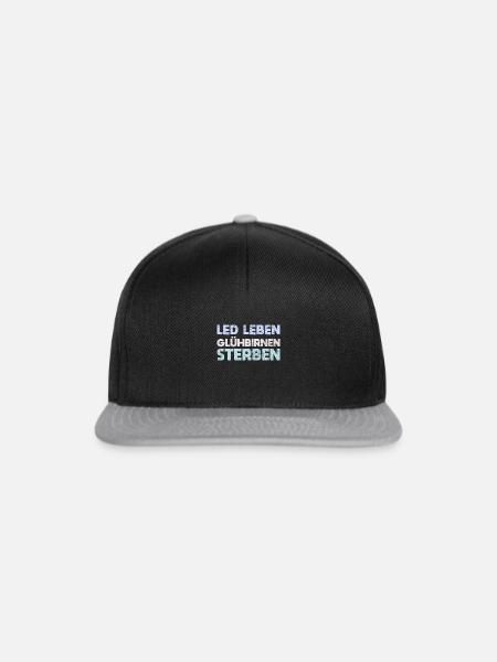 LED Leben, Glühbirnen Sterben - Snapback Cap - Schwarz/Grau