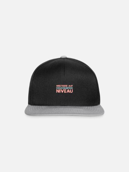 Weltreise Auf Couchsurfing-Niveau - Snapback Cap - Schwarz/Grau