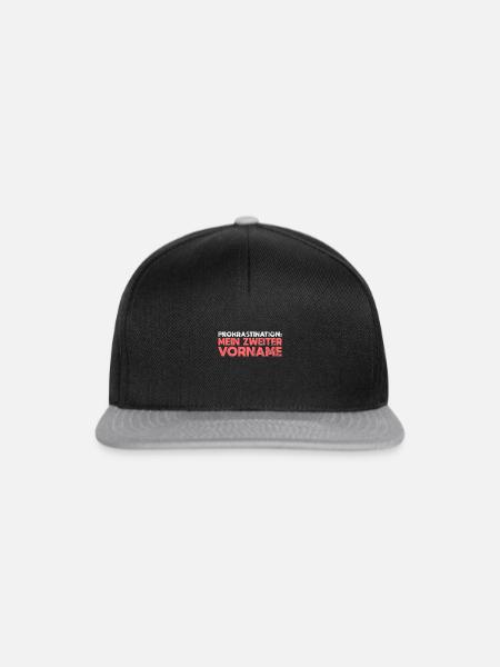 Prokrastination: Mein Zweiter Vorname - Snapback Cap - Schwarz/Grau