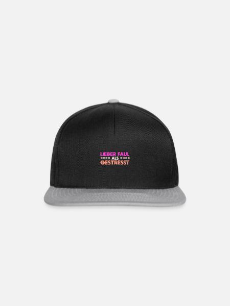 Lieber Faul Als Gestresst - Snapback Cap - Schwarz/Grau