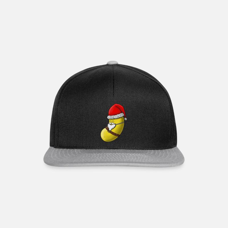 Yellow SantaBean with Face - Snapback Cap - black/grey