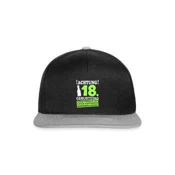 18 Geburtstag Besoffen Alkohol Jahre - Snapback Cap - Schwarz/Grau - Vorne