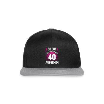 Geburtstag 40 Jahre So gut aussehen Retro Vintage - Snapback Cap - Schwarz/Grau - Vorne
