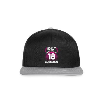 Geburtstag 18 Jahre So gut aussehen Retro Vintage - Snapback Cap - Schwarz/Grau - Vorne
