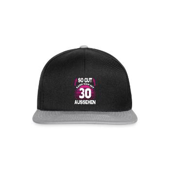 Geburtstag 30 Jahre So gut aussehen Retro Vintage - Snapback Cap - Schwarz/Grau - Vorne