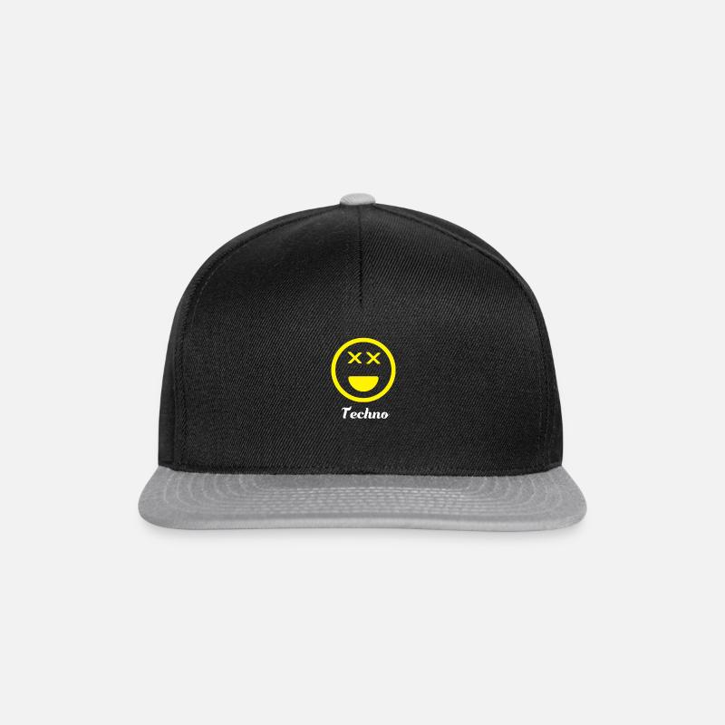 Techno Music Logo Smiley - Cadeau - Casquette snapback - noir/gris