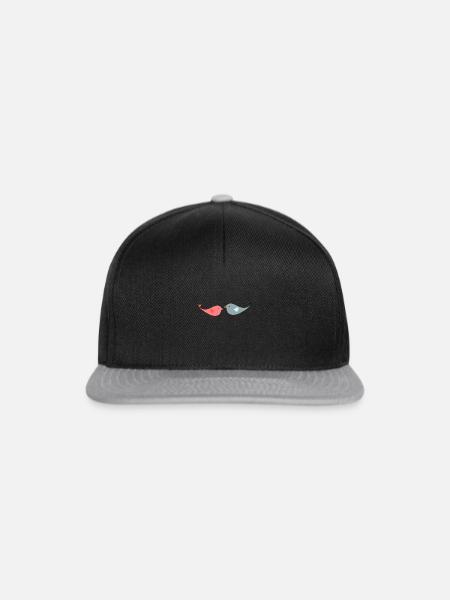 Love Birds - Verliebte Vögel - Snapback Cap - Schwarz/Grau