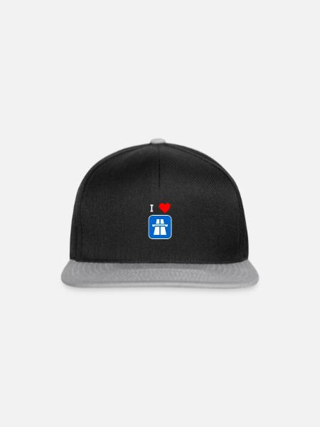 I love Autobahn - Snapback Cap - Schwarz/Grau