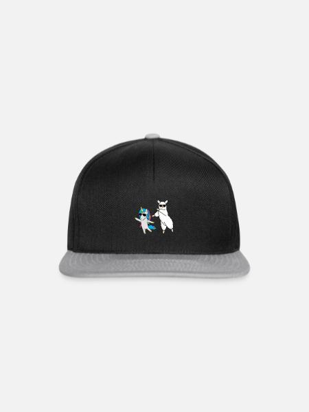 Dabbendes Lama mit Einhorn und Sonnenbrillen - Snapback Cap - Schwarz/Grau
