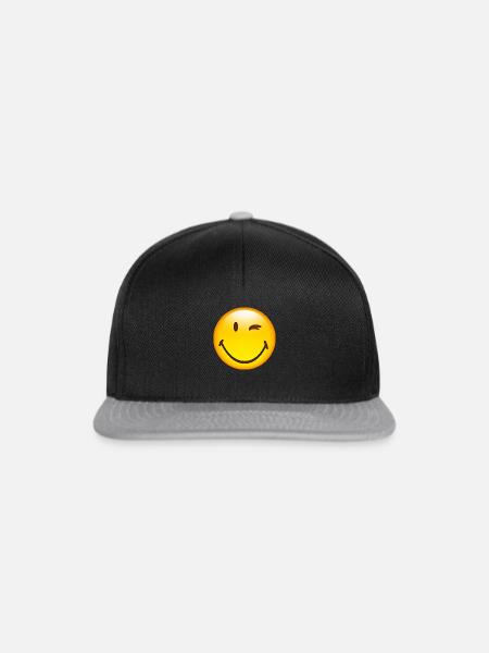 Smiley Glossy Happy Blink - Snapback Cap - Schwarz/Grau