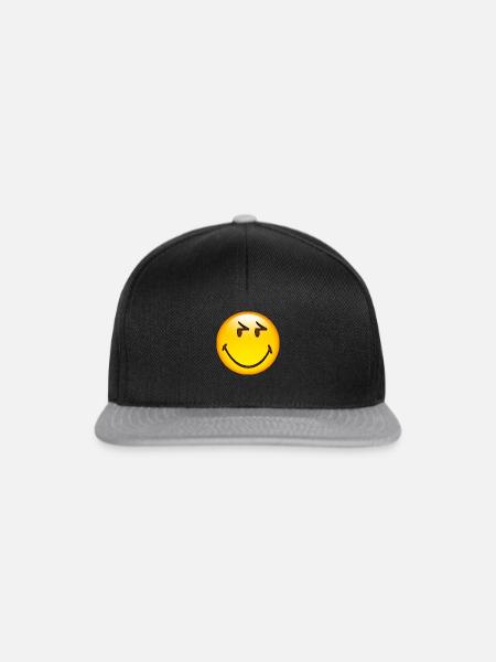 Smiley Glossy Eyelids - Snapback Cap - Schwarz/Grau