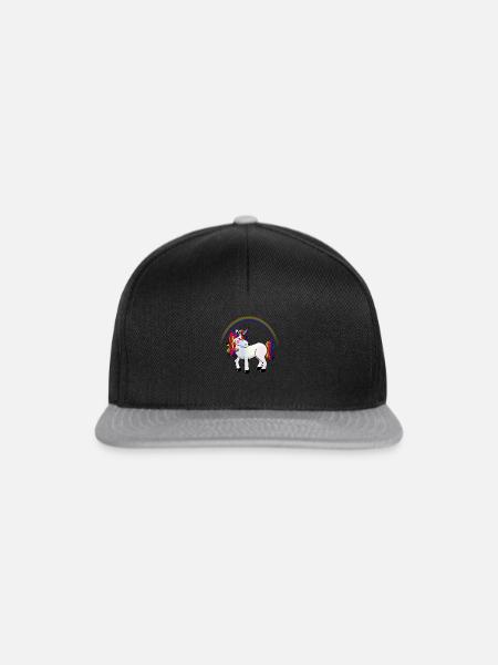 Einhorn mit Regenbogen - Snapback Cap - Schwarz/Grau