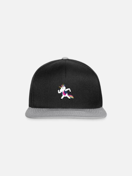 Lustiges Einhorn Punk Funny Unicorn - Snapback Cap - Schwarz/Grau