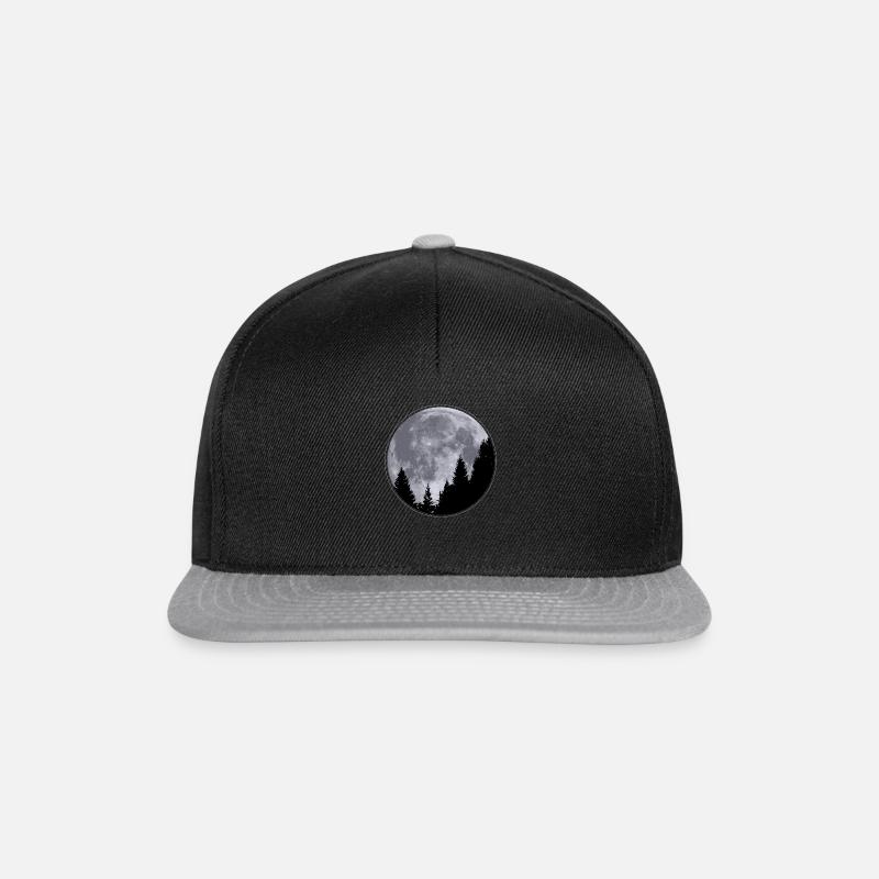 Mond - Bäume - Nachthimmel - Snapback Cap - Schwarz/Grau