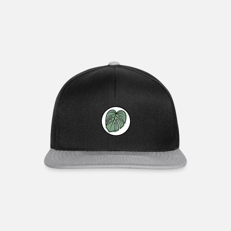 Monstera Patch - Snapback Cap - Schwarz/Grau