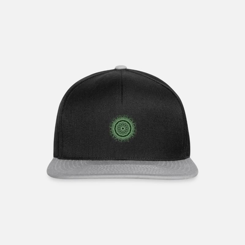Cooles Shirt Mandala Spirale Grün Cool Coole Mode - Snapback Cap - Schwarz/Grau