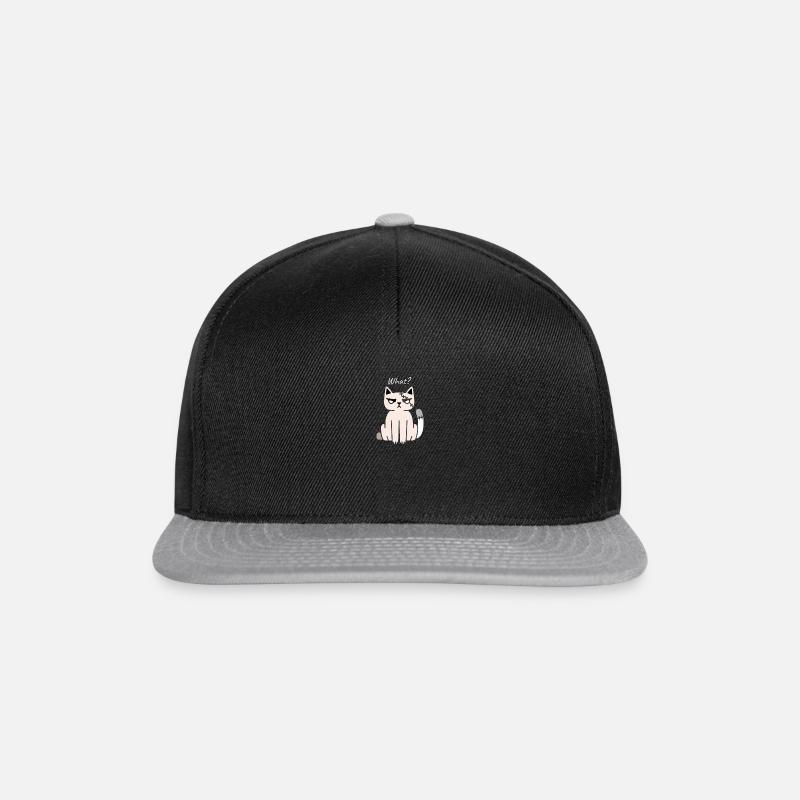 Wütende Katze - Was? - T-Shirt, Geschenkidee - Snapback Cap - Schwarz/Grau