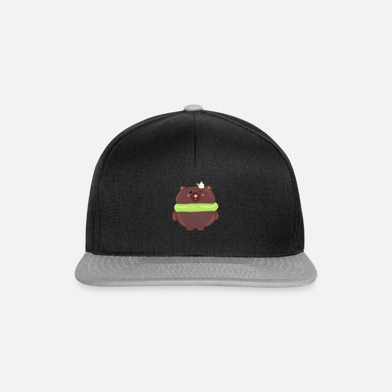 Macaroon Bear - Snapback Cap - black/grey